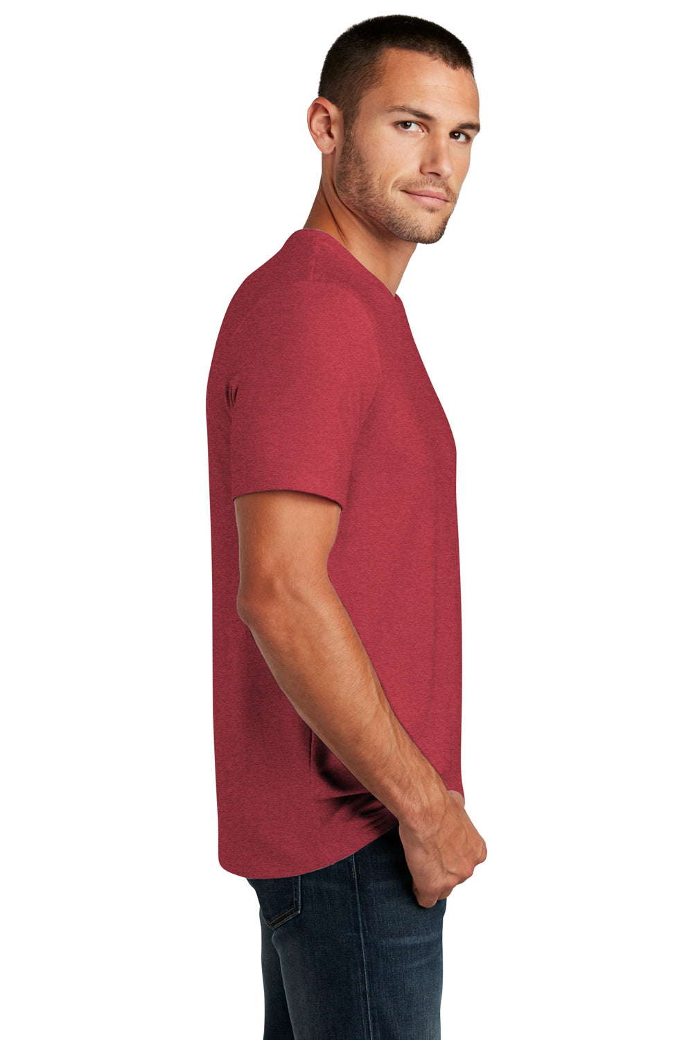 District Mens Flex Short Sleeve Crewneck T-Shirt Heather Red Side