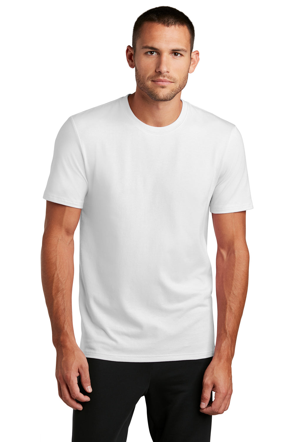 District Mens Flex Short Sleeve Crewneck T-Shirt White Front