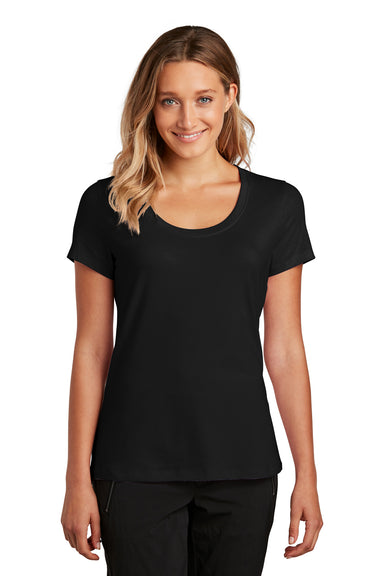 District Womens Flex Short Sleeve Scoop Neck T-Shirt Black Front