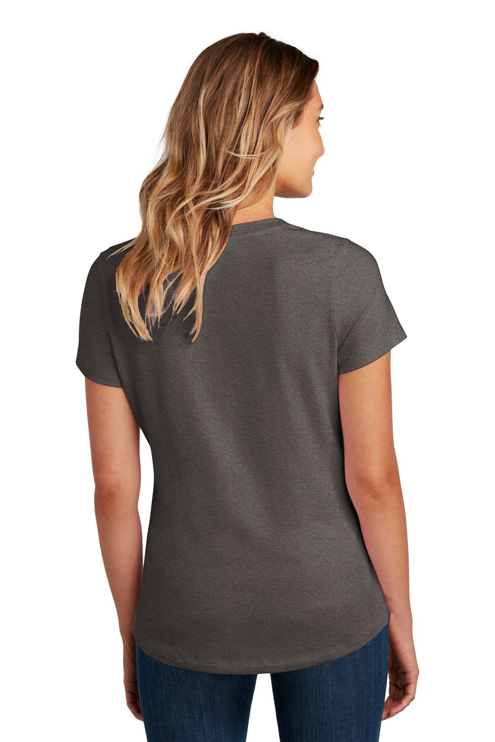 District Womens Flex Short Sleeve Scoop Neck T-Shirt Heather Charcoal Grey Side