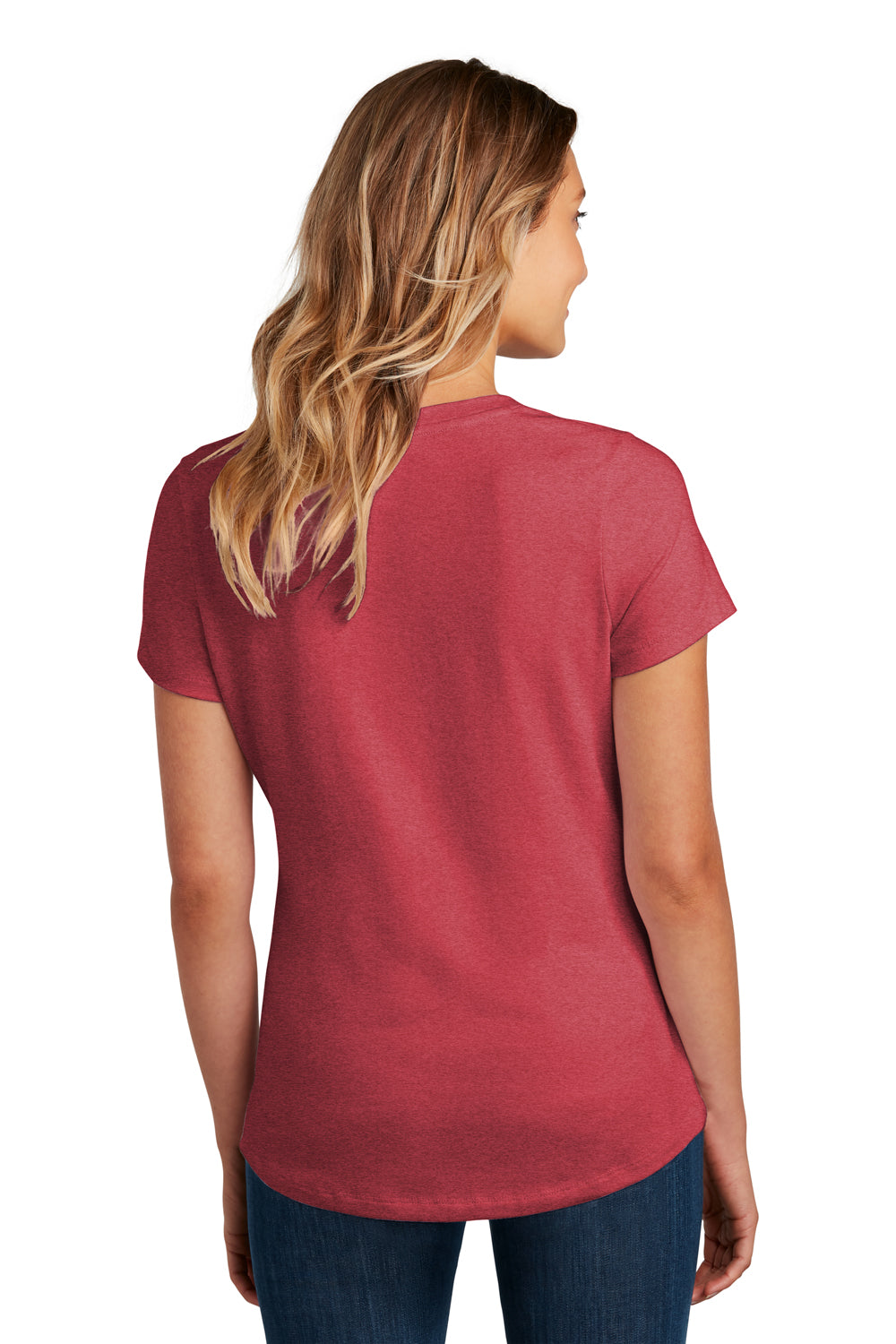 District Womens Flex Short Sleeve Scoop Neck T-Shirt Heather Red Side
