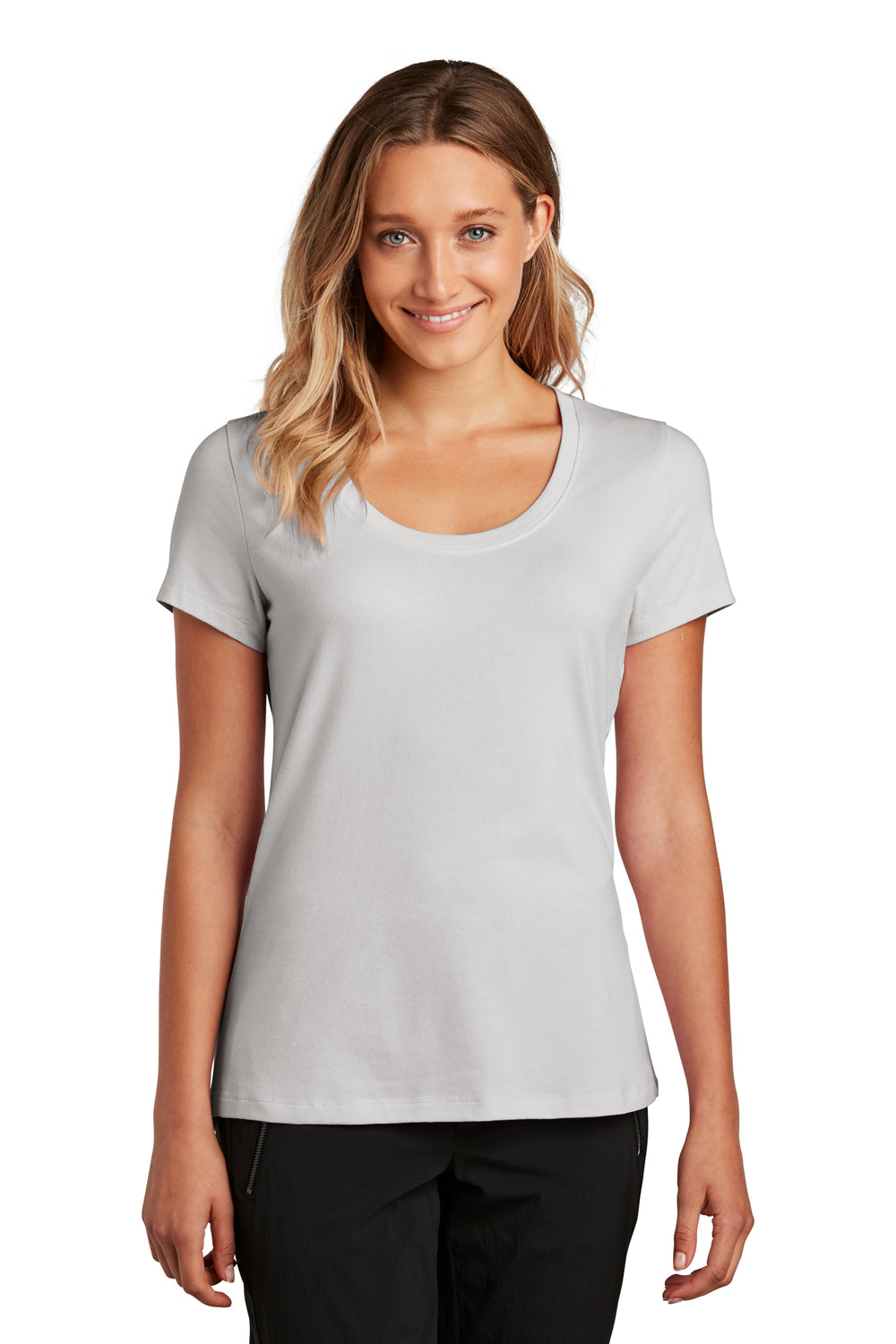 District Womens Flex Short Sleeve Scoop Neck T-Shirt Silver Grey Mist Front