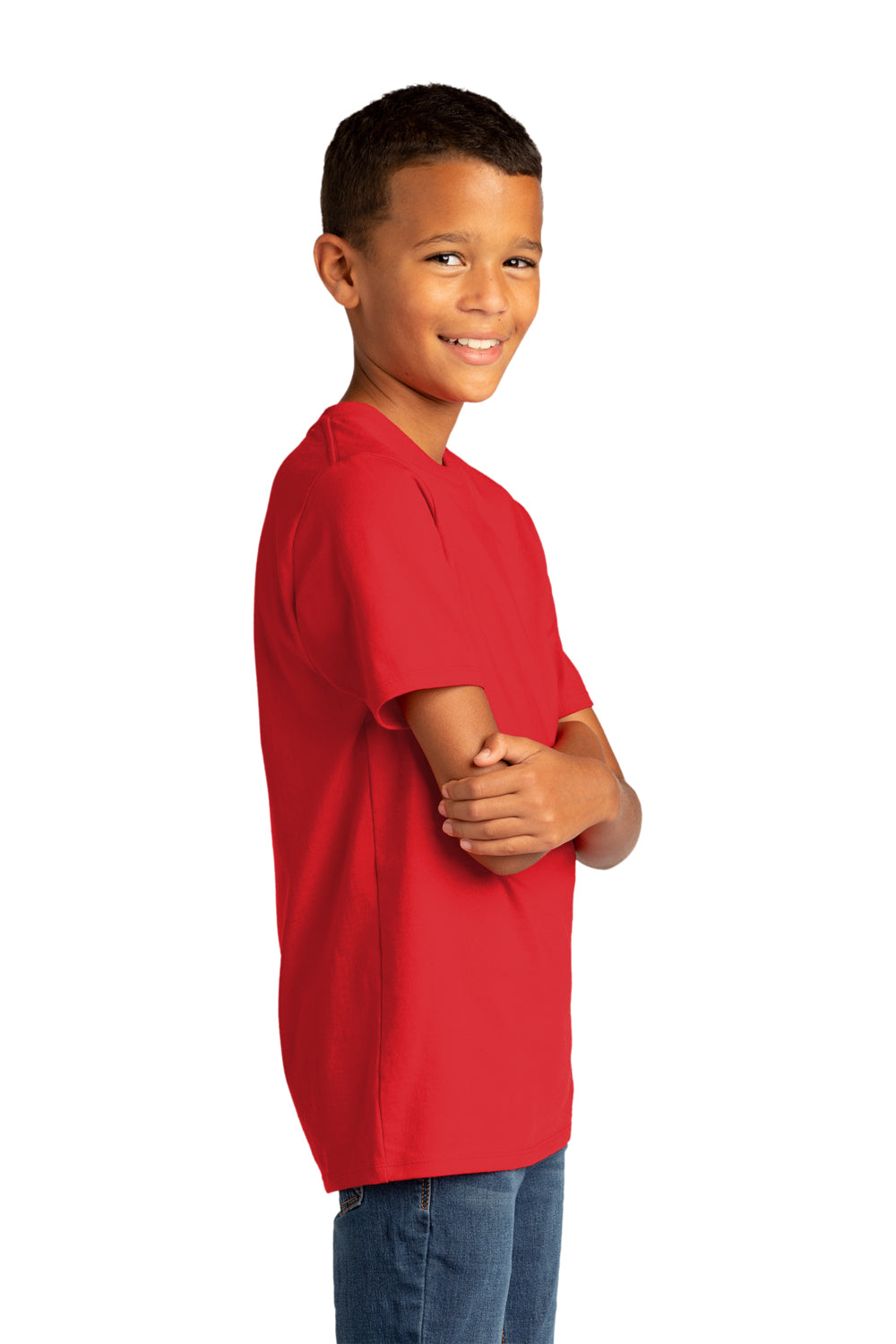 District Youth Re-Tee Short Sleeve Crewneck T-Shirt Ruby Red Side
