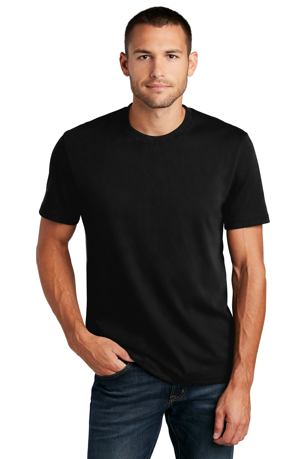 District Mens Re-Tee Short Sleeve Crewneck T-Shirt Black Front