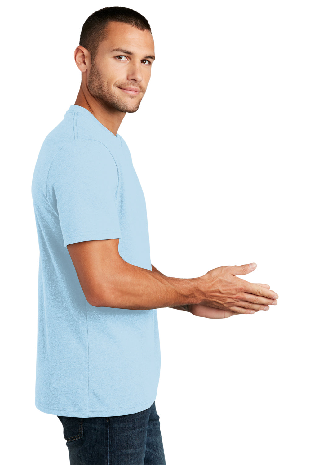 District Mens Re-Tee Short Sleeve Crewneck T-Shirt Crystal Blue Side