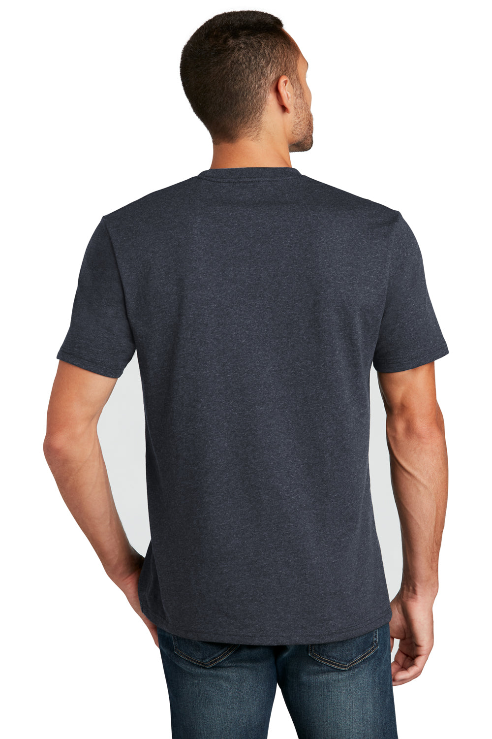 District Mens Re-Tee Short Sleeve Crewneck T-Shirt Heather Navy Blue Side