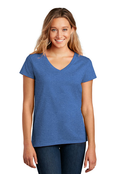 District Womens Re-Tee Short Sleeve V-Neck T-Shirt Heather Blue Front