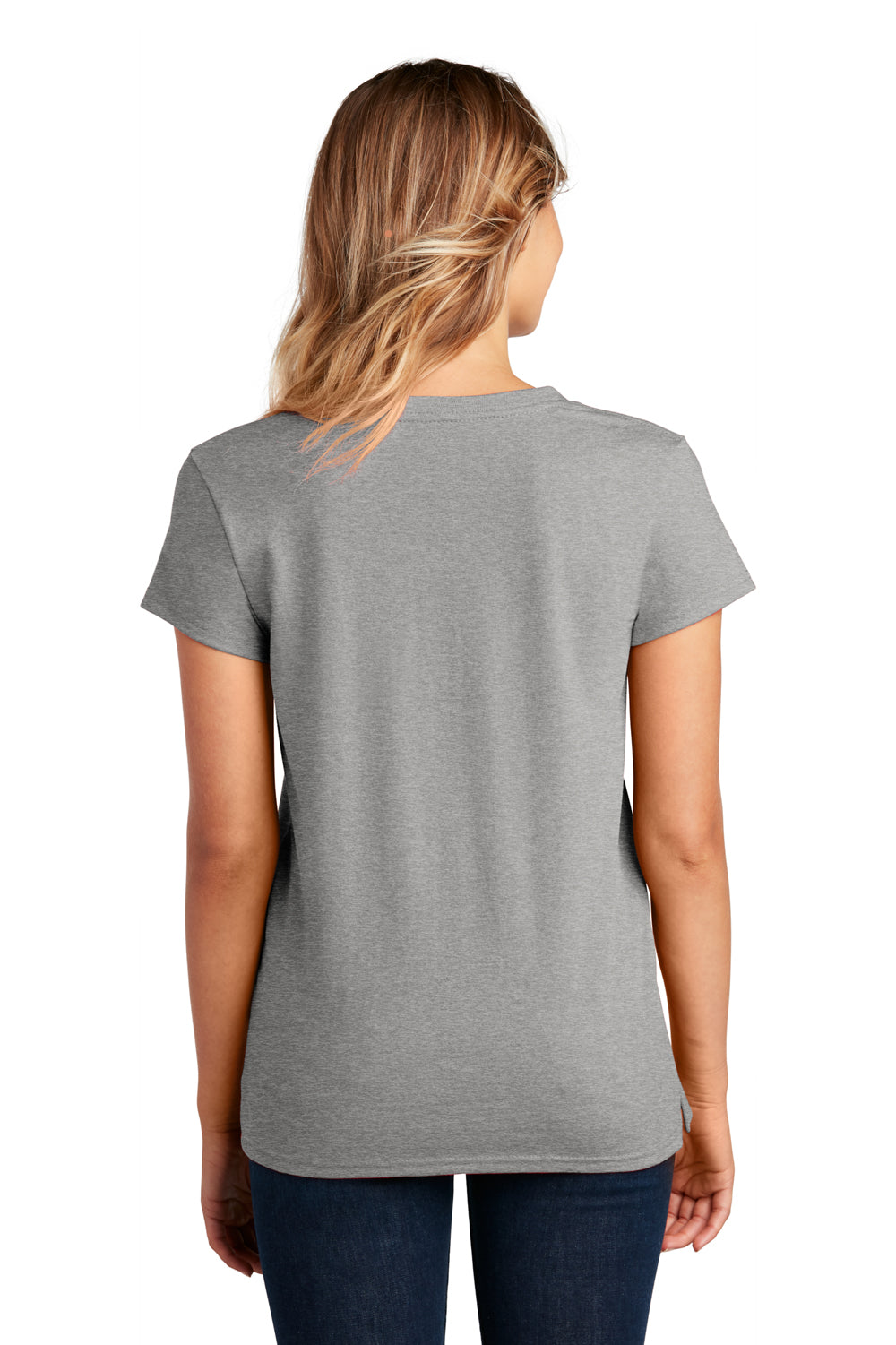 District Womens Re-Tee Short Sleeve V-Neck T-Shirt Heather Light Grey Side
