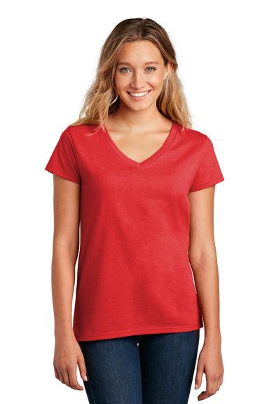 District Womens Re-Tee Short Sleeve V-Neck T-Shirt Ruby Red Front