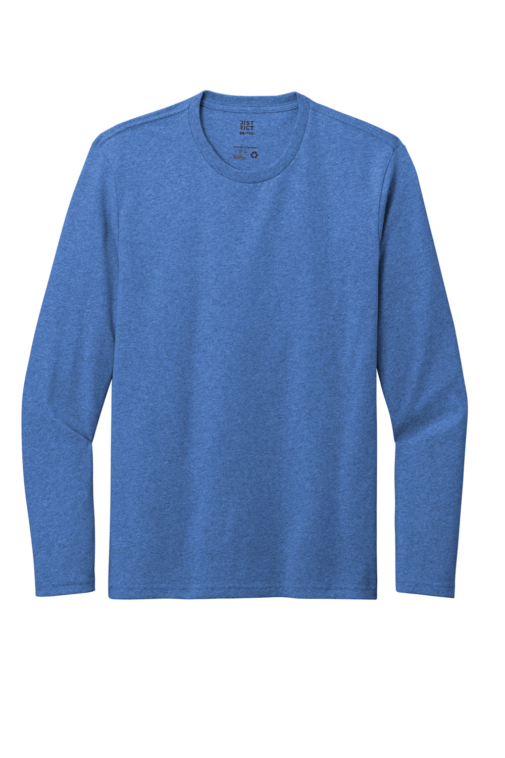 District DT8003 Re-Tee Long Sleeve Crewneck T-Shirt Heather Blue Flat Front