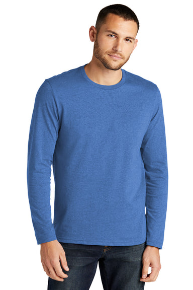 District DT8003 Re-Tee Long Sleeve Crewneck T-Shirt Heather Blue Front