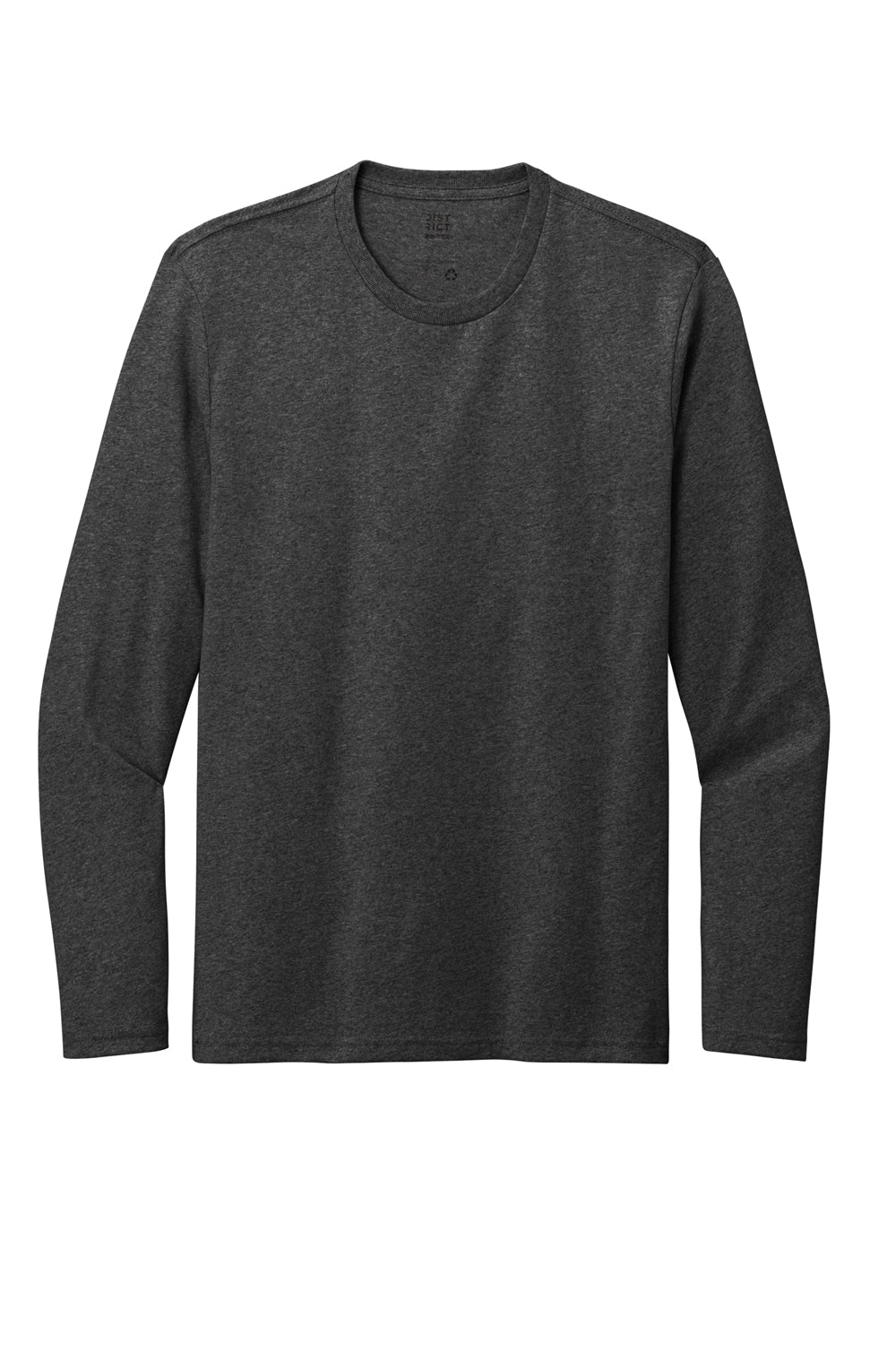 District DT8003 Re-Tee Long Sleeve Crewneck T-Shirt Heather Charcoal Grey Flat Front