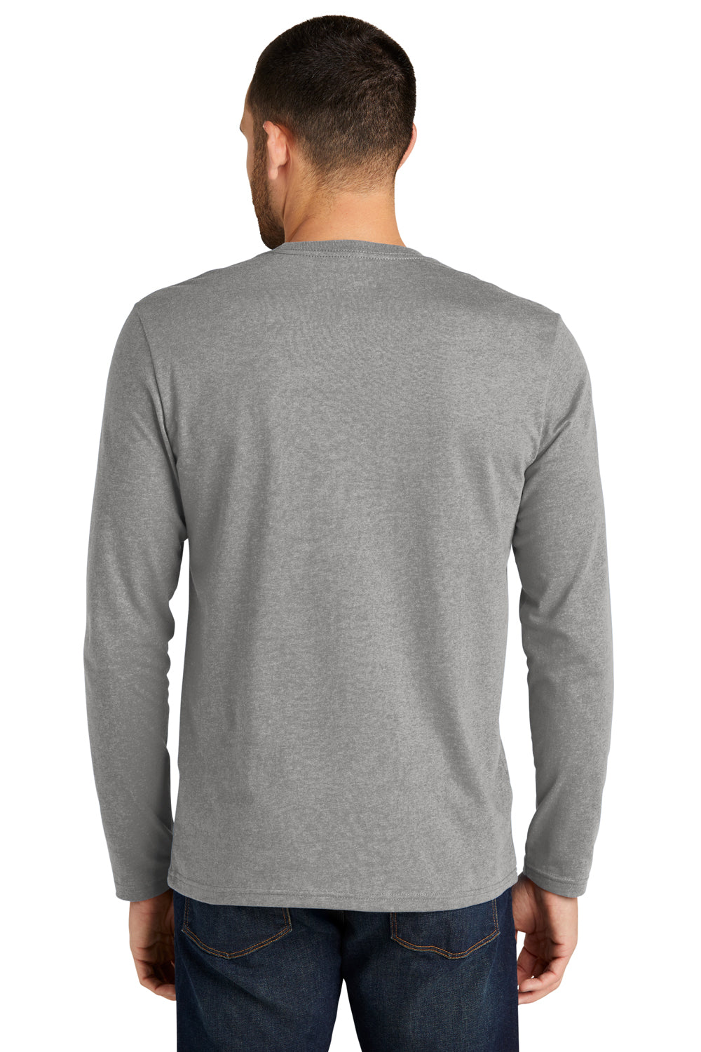 District DT8003 Re-Tee Long Sleeve Crewneck T-Shirt Heather Light Grey Back