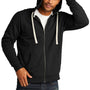 District Mens Re-Fleece Full Zip Hooded Sweatshirt Hoodie - Black