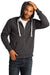 District Mens Re-Fleece Full Zip Hooded Sweatshirt Hoodie Heather Charcoal Grey Front
