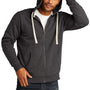 District Mens Re-Fleece Full Zip Hooded Sweatshirt Hoodie - Heather Charcoal Grey