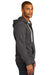 District Mens Re-Fleece Full Zip Hooded Sweatshirt Hoodie Heather Charcoal Grey Side