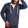 District Mens Re-Fleece Full Zip Hooded Sweatshirt Hoodie - Heather Navy Blue