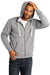 District Mens Re-Fleece Full Zip Hooded Sweatshirt Hoodie Heather Light Grey Front
