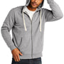 District Mens Re-Fleece Full Zip Hooded Sweatshirt Hoodie - Heather Light Grey