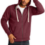 District Mens Re-Fleece Full Zip Hooded Sweatshirt Hoodie - Heather Maroon