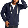 District Mens Re-Fleece Full Zip Hooded Sweatshirt Hoodie - True Navy Blue