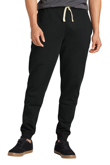 District DT8107 Mens Re-Fleece Jogger Sweatpants w/ Pockets Black Front