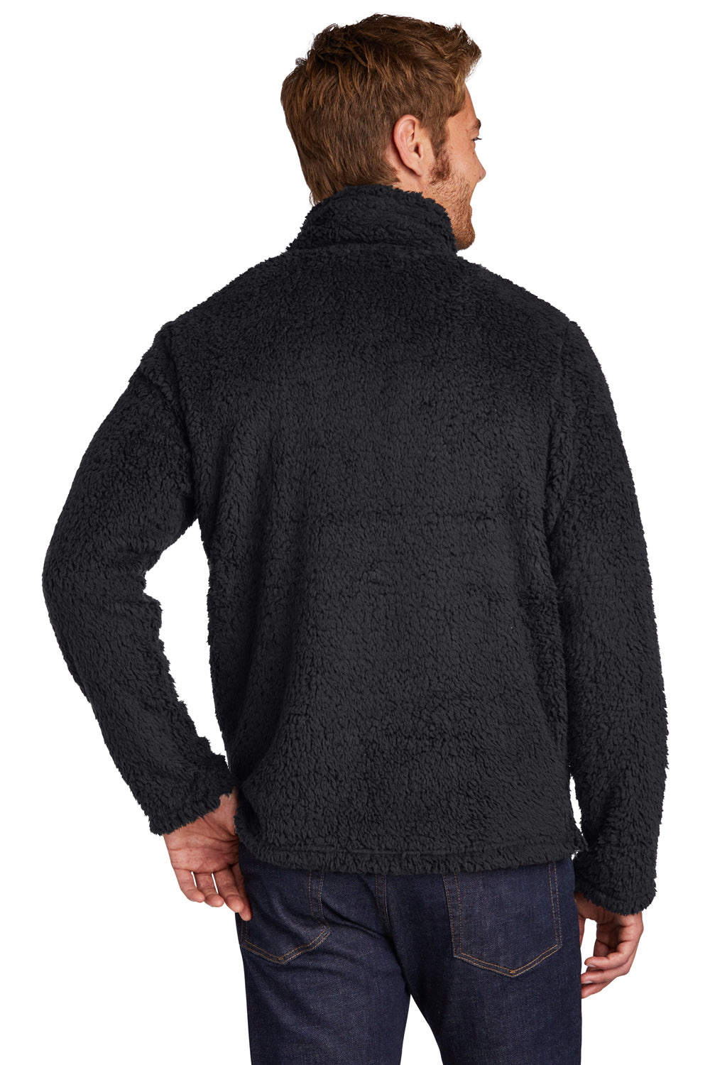 Port Authority Mens Cozy 1/4 Zip Fleece Jacket Charcoal Grey Side
