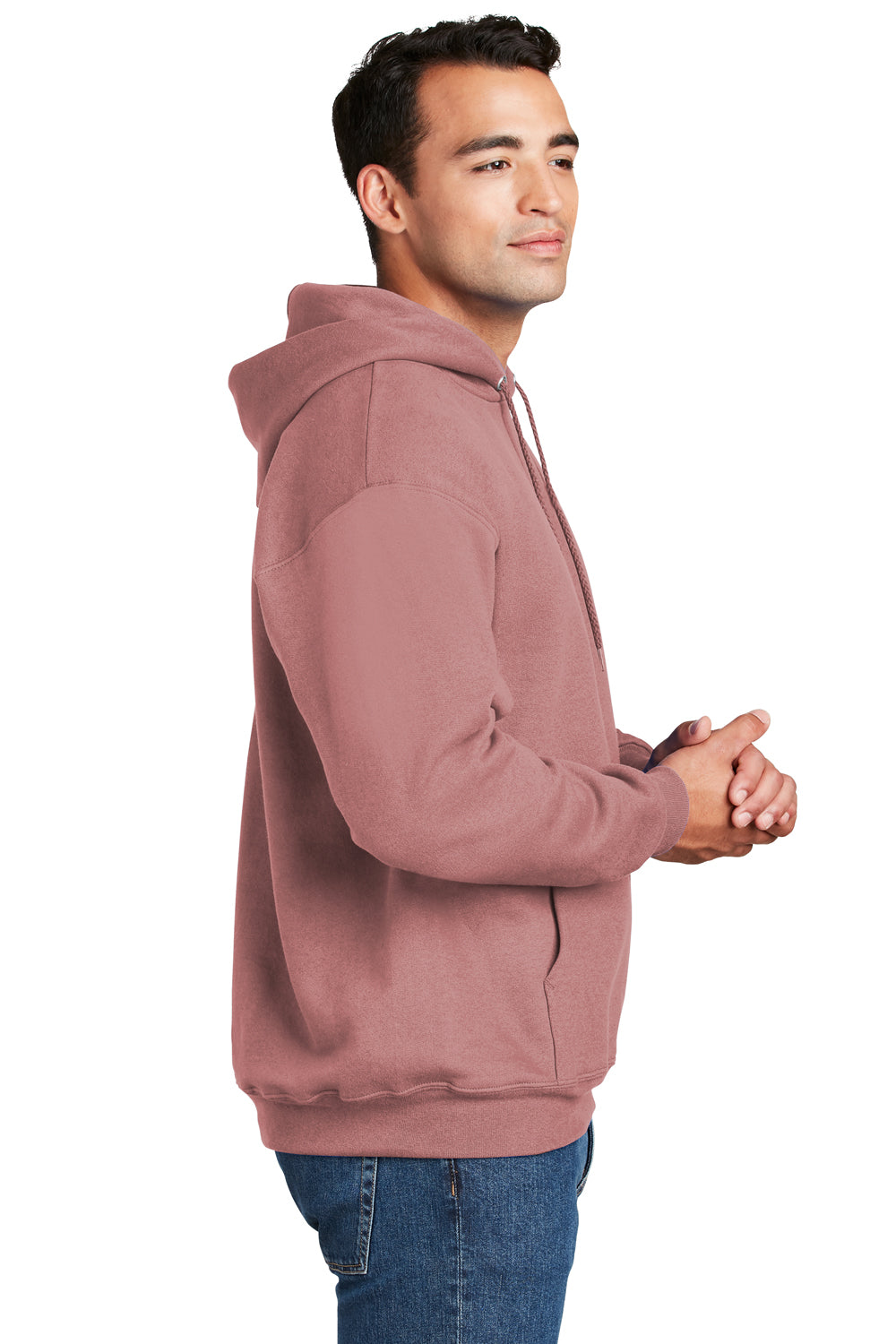 Hanes Mens Ultimate Cotton PrintPro XP Hooded Sweatshirt Hoodie Mauve Side