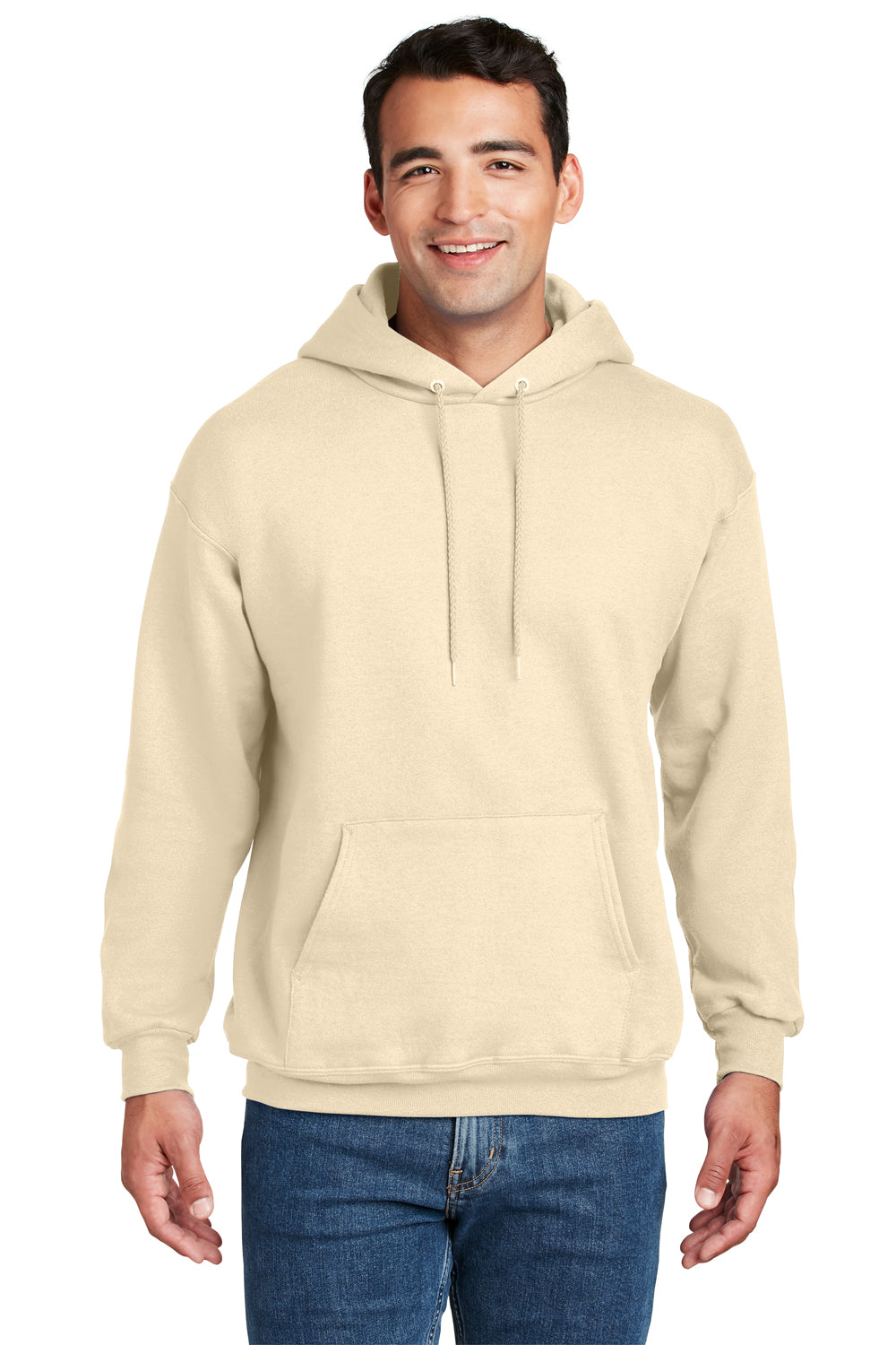 Hanes Mens Ultimate Cotton PrintPro XP Hooded Sweatshirt Hoodie Natural Front