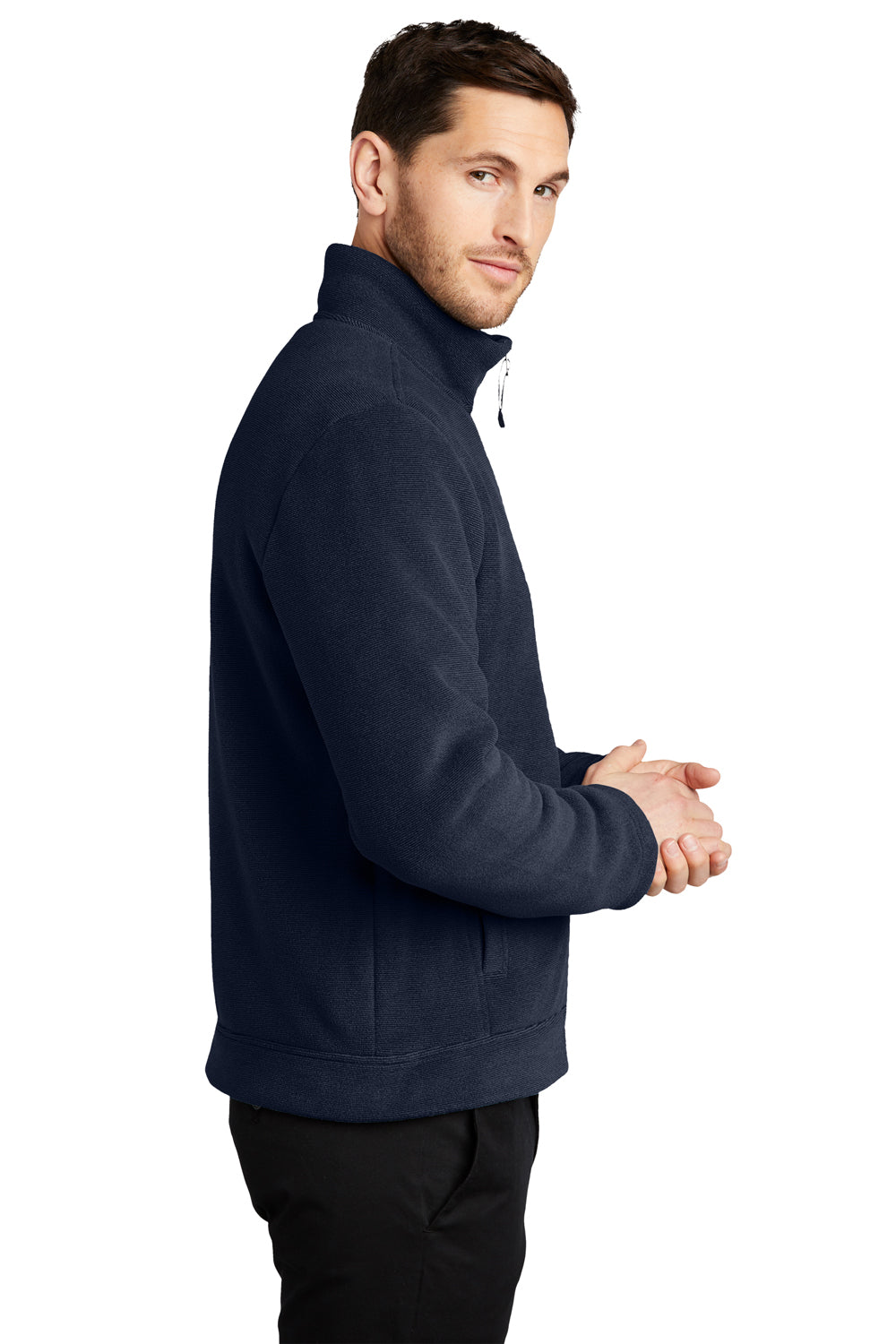 Port Authority Mens Ultra Warm Brushed Fleece Full Zip Jacket Insignia Blue/River Navy Blue Side