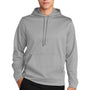 Sport-Tek Mens Sport-Wick Moisture Wicking Fleece Hooded Sweatshirt Hoodie - Silver Grey