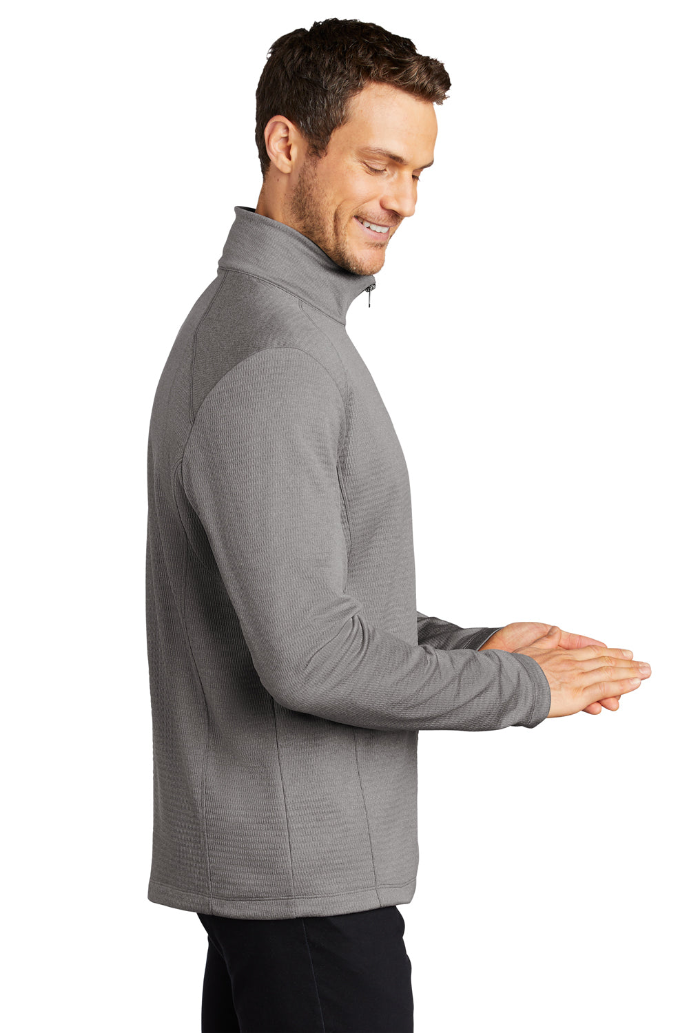 Port Authority Mens Diamond Fleece 1/4 Zip Sweatshirt Heather Gusty Grey Side