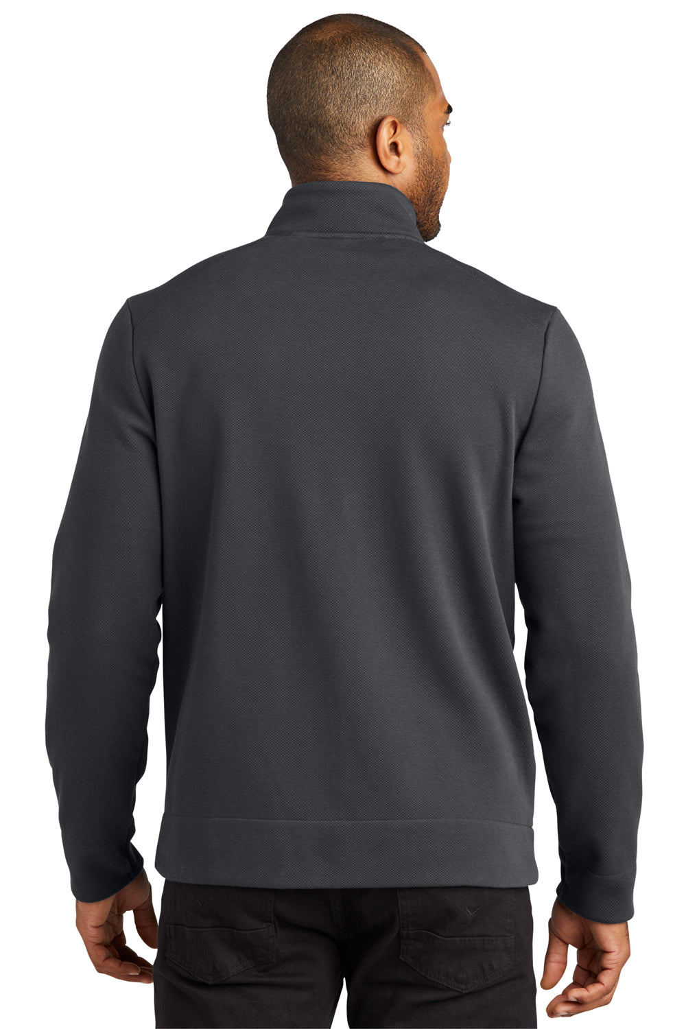 Port Authority F422 Mens Network Fleece Full Zip Jacket Charcoal Grey Back