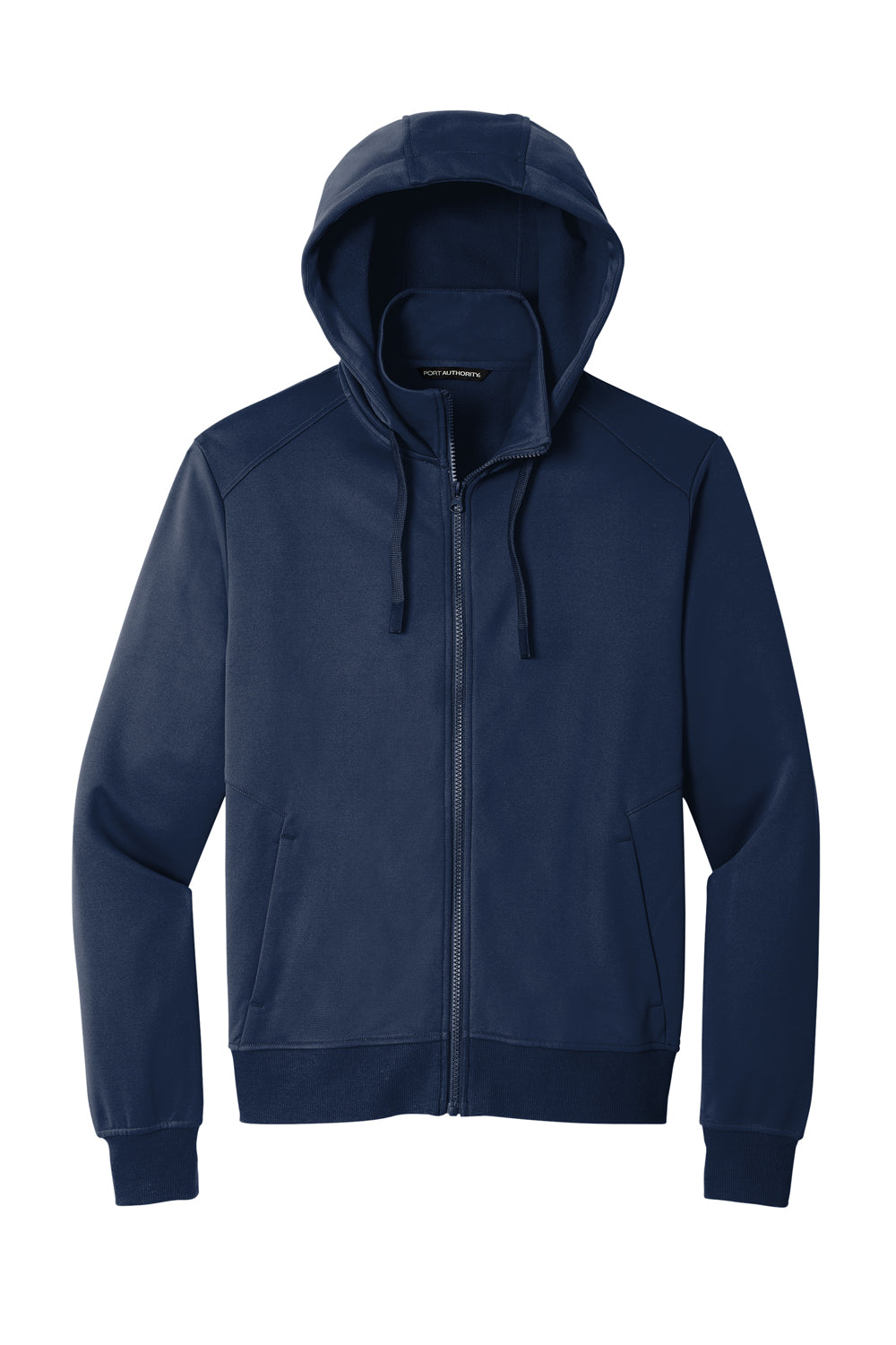 Port Authority F814 Mens Smooth Fleece Full Zip Hooded Jacket River Navy Blue Flat Front