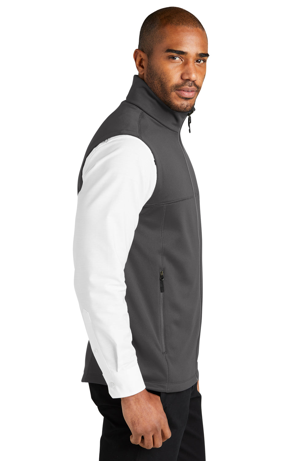 Port Authority F906 Collective Smooth Fleece Full Zip Vest Graphite Grey Side