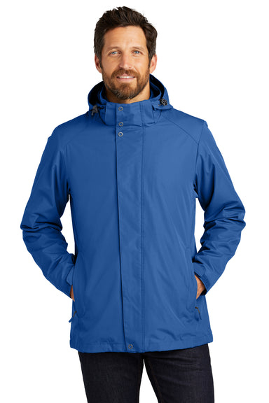 Port Authority J123 Mens All Weather 3 in 1 Full Zip Hooded Jacket True Blue Front