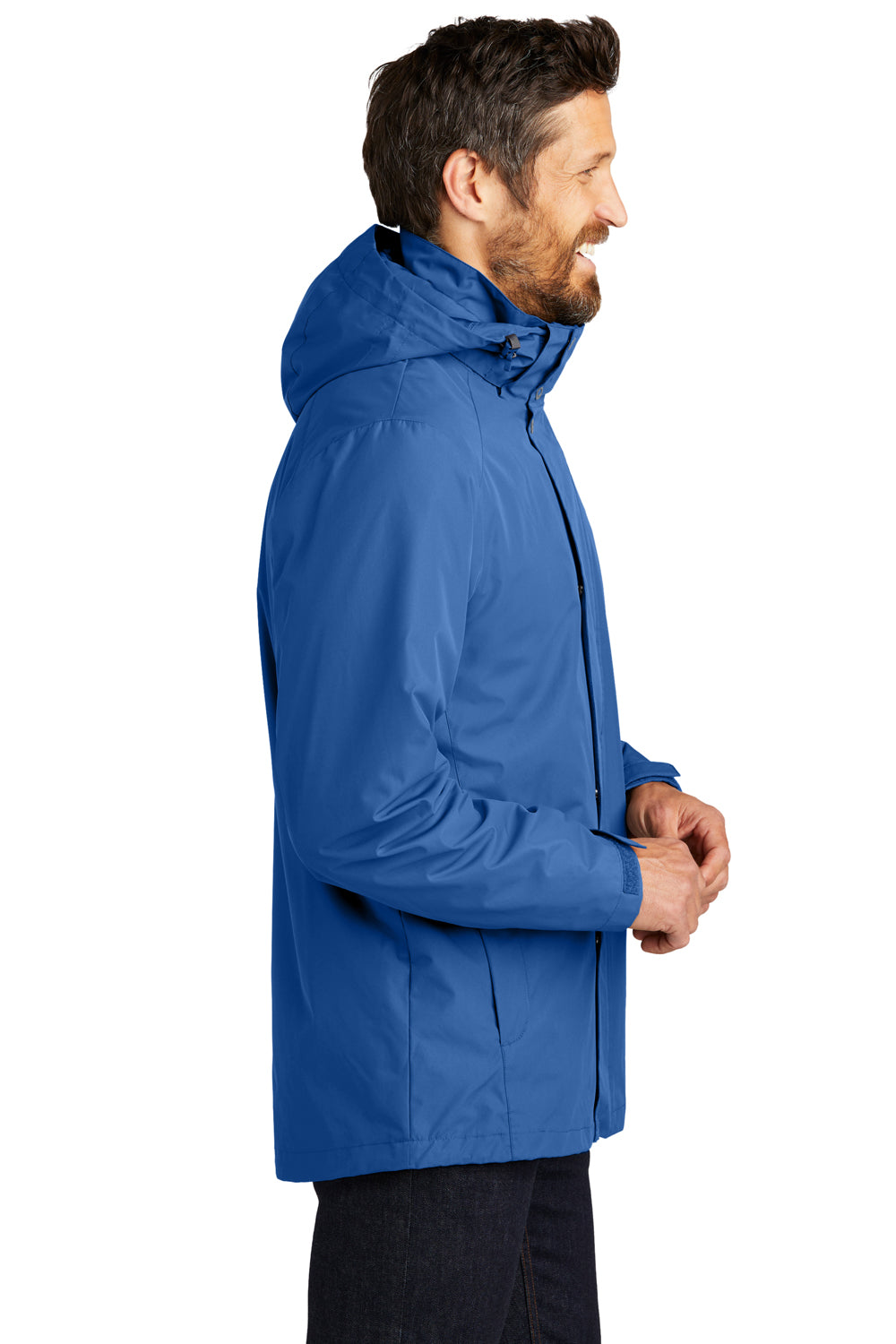 Port Authority J123 Mens All Weather 3 in 1 Full Zip Hooded Jacket True Blue Side