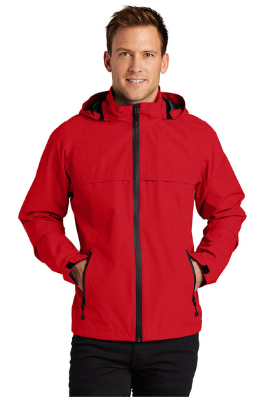 Port Authority J333 Mens Torrent Waterproof Full Zip Hooded Jacket Deep Red Front