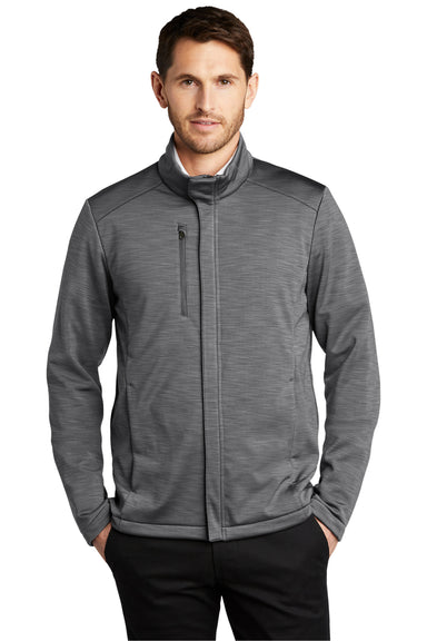 Port Authority Mens Stream Soft Shell Full Zip Jacket Heather Graphite Grey Front