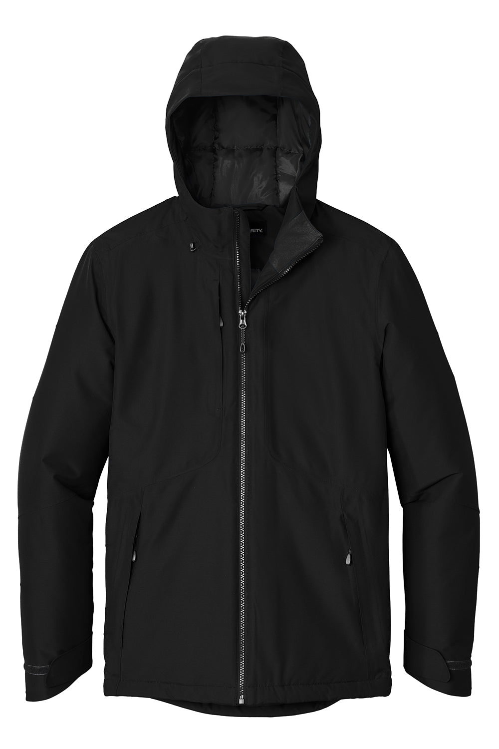 Port Authority J362 Mens Venture Waterproof Insulated Full Zip Hooded Jacket Deep Black Flat Front