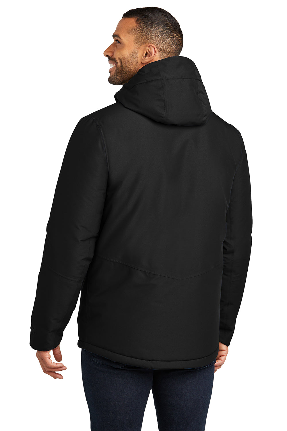 Port Authority J362 Mens Venture Waterproof Insulated Full Zip Hooded Jacket Deep Black Back