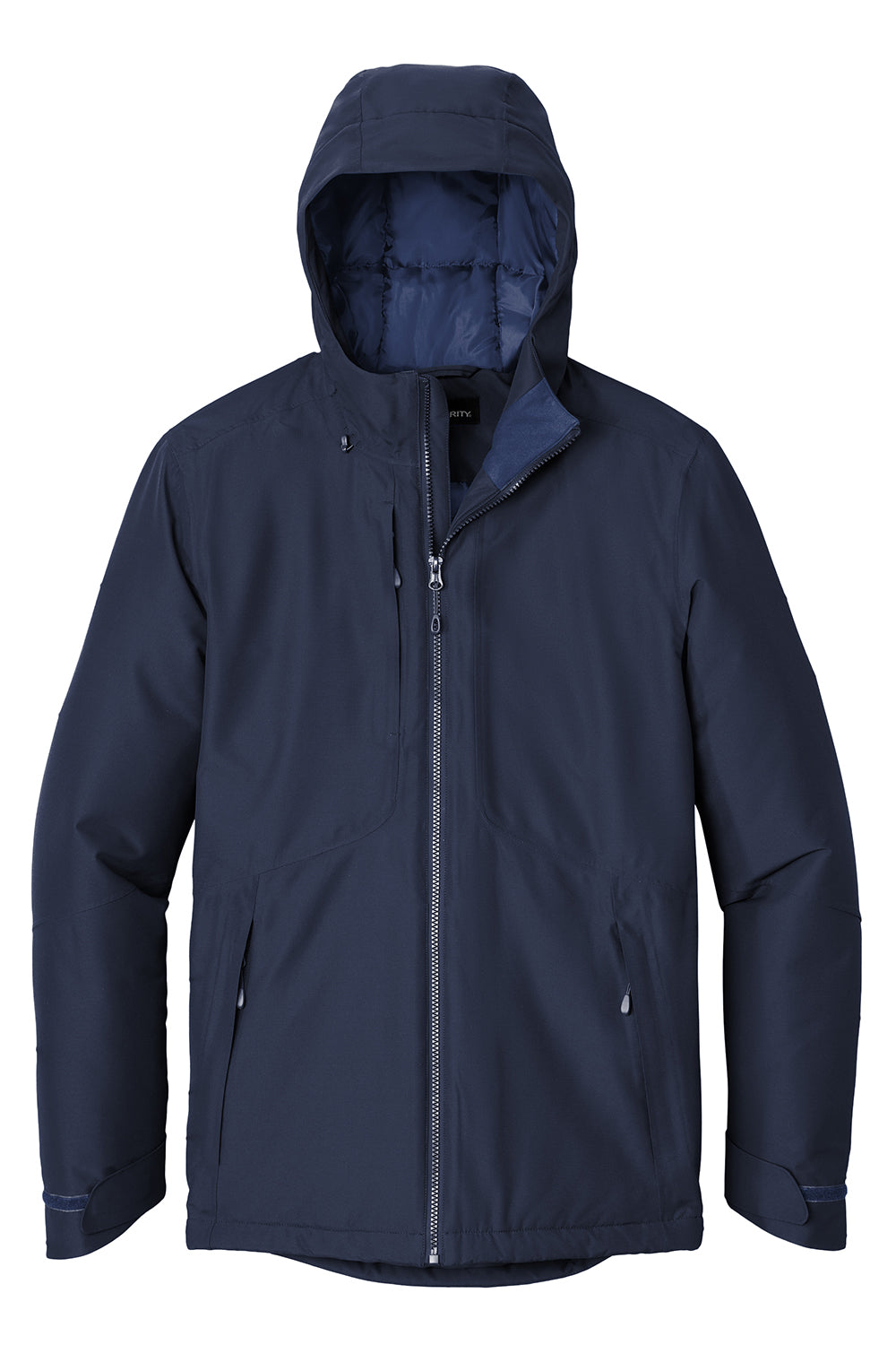 Port Authority J362 Mens Venture Waterproof Insulated Full Zip Hooded Jacket Dress Navy Blue Flat Front