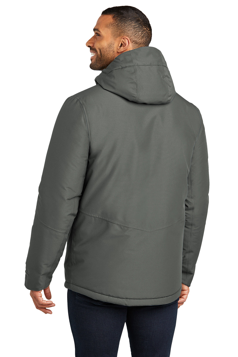 Port Authority J362 Mens Venture Waterproof Insulated Full Zip Hooded Jacket Smoke Grey Back