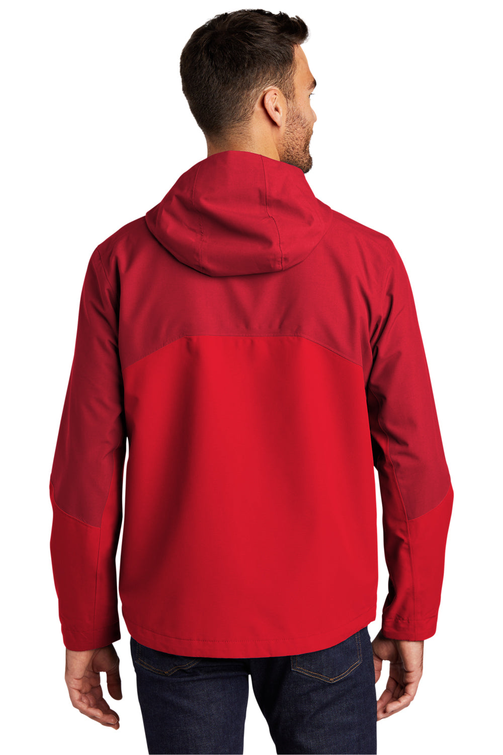 Port Authority Mens Tech Full Zip Hooded Rain Jacket Sangria Red/True Red Side