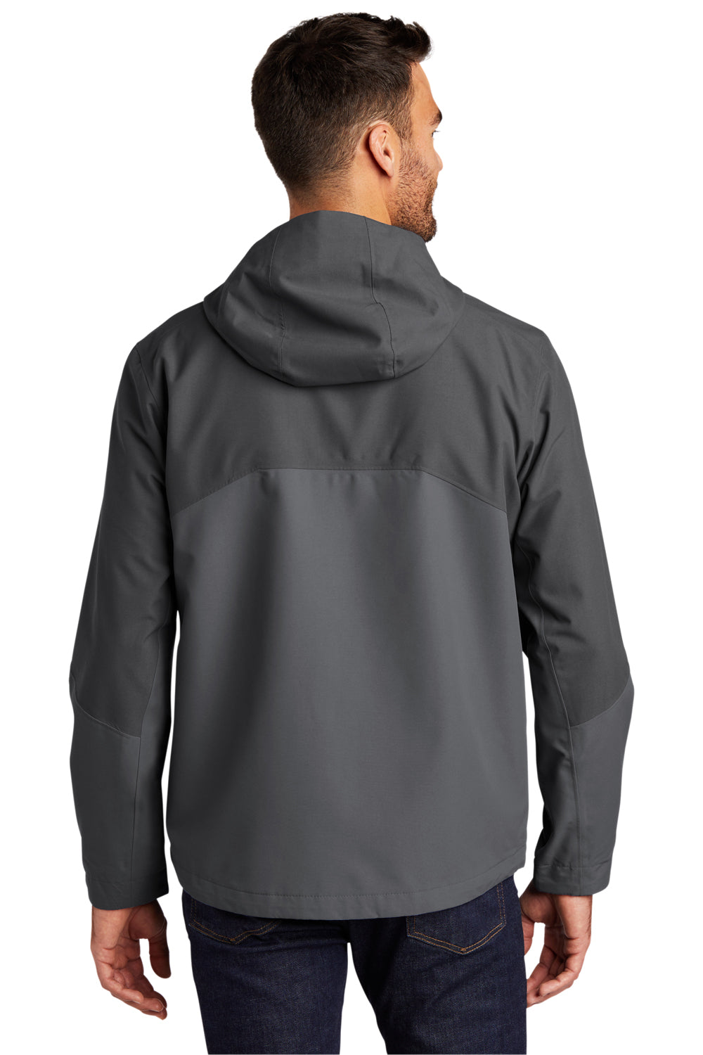 Port Authority Mens Tech Full Zip Hooded Rain Jacket Storm Grey/Shadow Grey Side