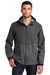 Port Authority Mens Tech Full Zip Hooded Rain Jacket Storm Grey/Shadow Grey Front