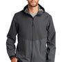 Port Authority Mens Tech Wind & Water Resistant Full Zip Hooded Rain Jacket - Storm Grey/Shadow Grey
