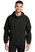 Port Authority Mens Essential Full Zip Hooded Rain Jacket Deep Black Front