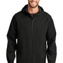 Port Authority Mens Essential Waterproof Full Zip Hooded Rain Jacket - Deep Black